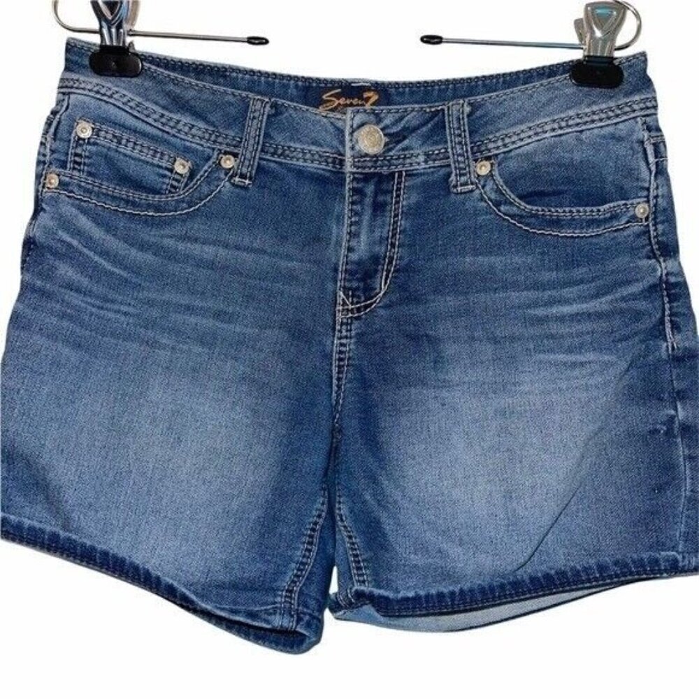 Seven7 Denim Blue Jean Shorts Mid Rise Women's Size 6
